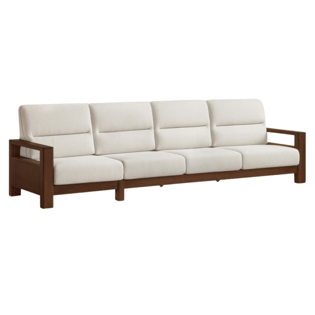 Premium 100% Solid Wood 3-Seater Sofa | Thick Cushion | Modern Living Room Couch