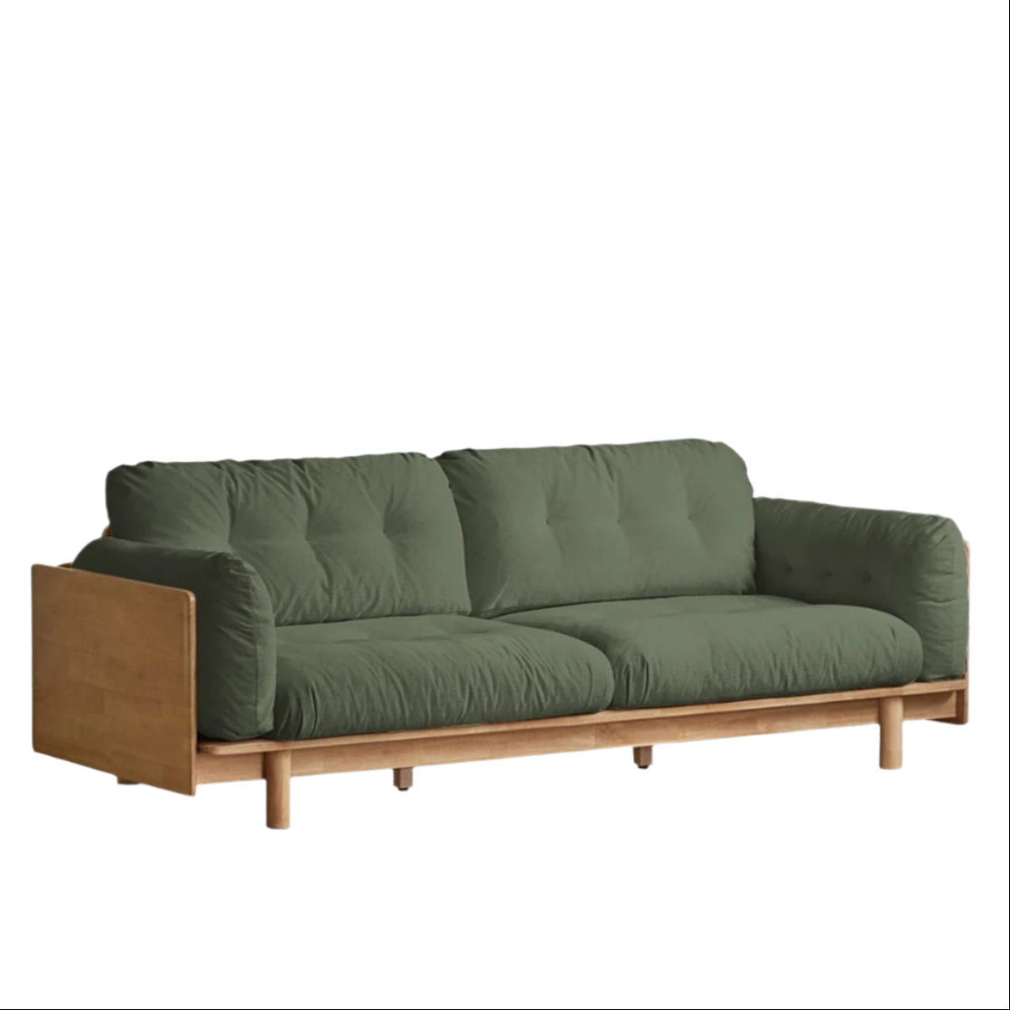 Nordic Solid Wood Frame Sofa | Modern Cream Fabric Living Room Couch