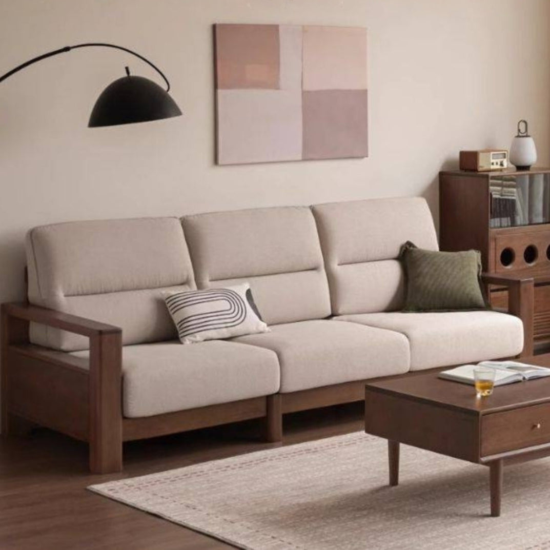 Premium 100% Solid Wood 3-Seater Sofa | Thick Cushion | Modern Living Room Couch