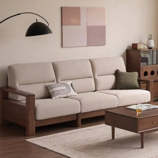 Premium 100% Solid Wood 3-Seater Sofa | Thick Cushion | Modern Living Room Couch