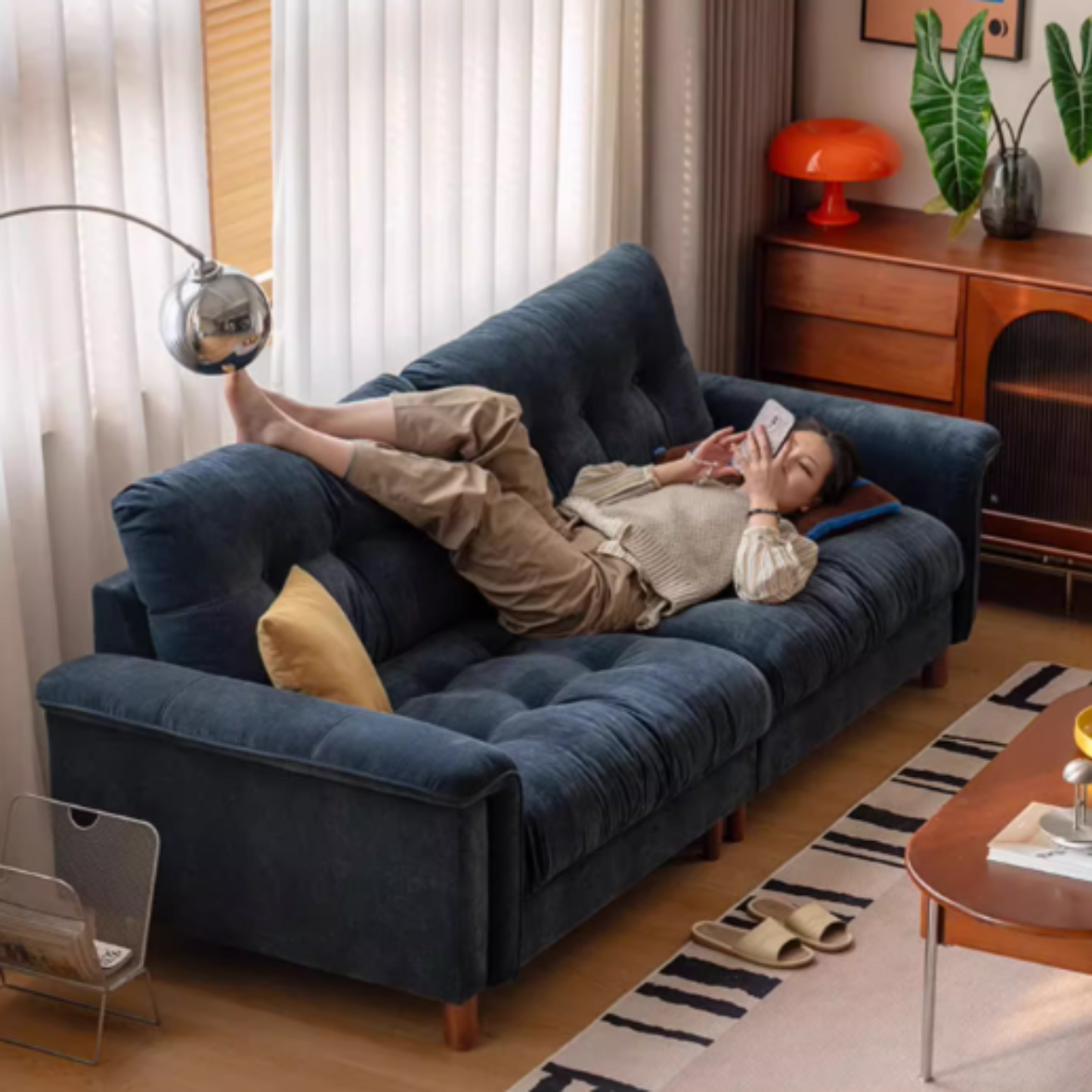 Modern Chenille Fabric 3-Seater Sofa