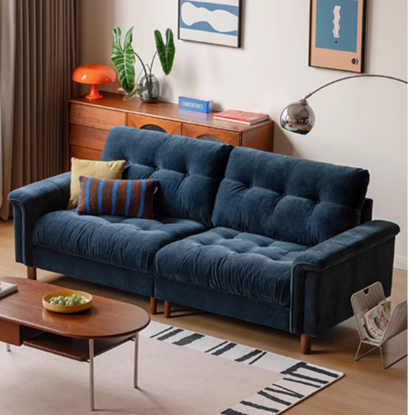 Modern Chenille Fabric 3-Seater Sofa