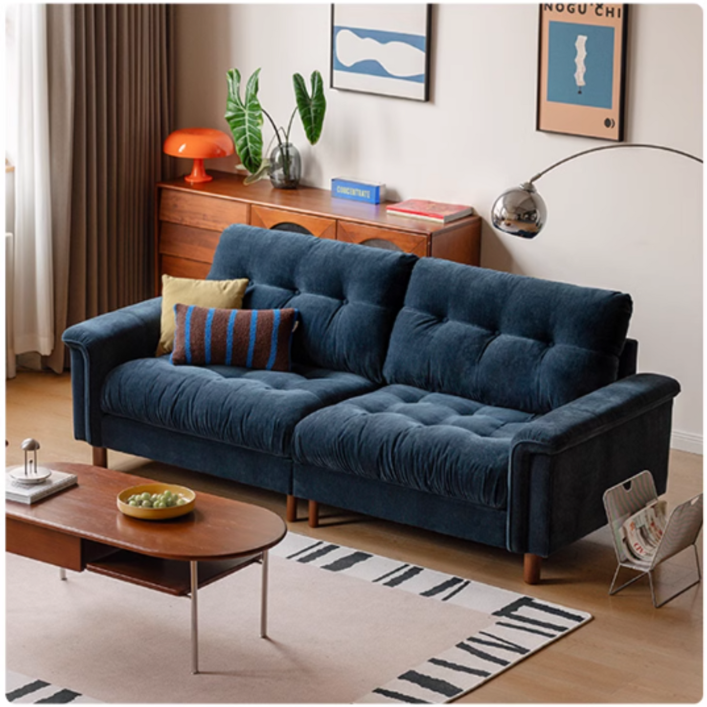 Modern Chenille Fabric 3-Seater Sofa