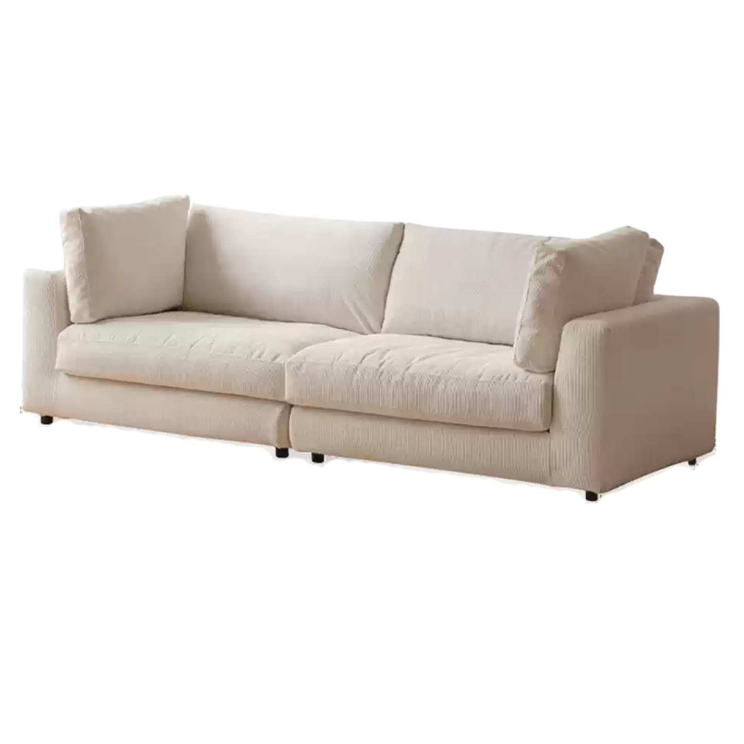 Premium Corduroy 3 Seater Sofa – Luxury Soft Fabric Living Room Couch (Milky White)