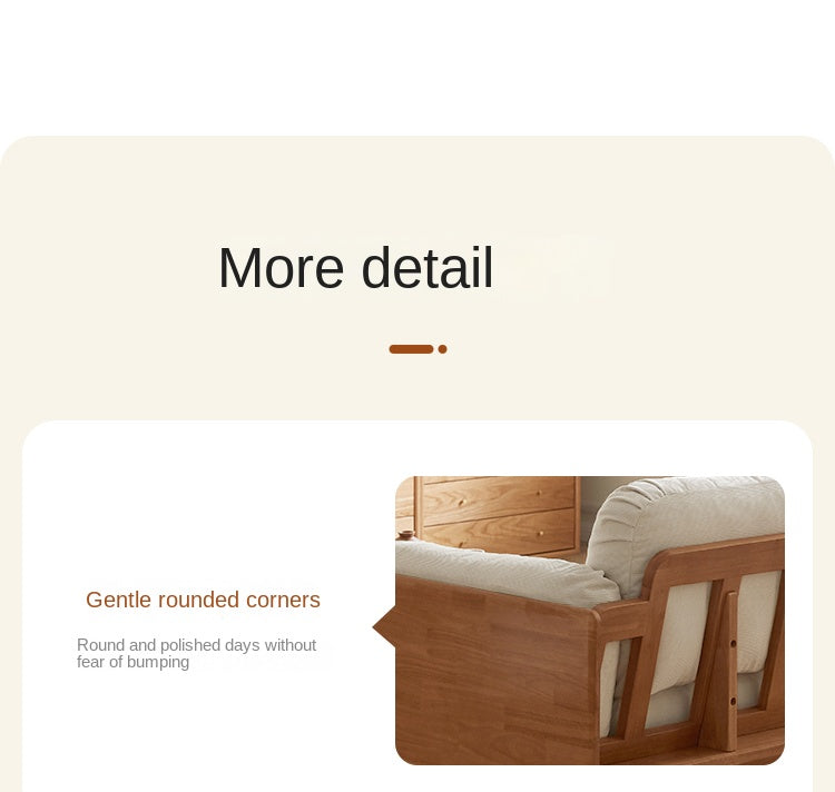 Nordic Solid Wood Frame Sofa | Modern Cream Fabric Living Room Couch