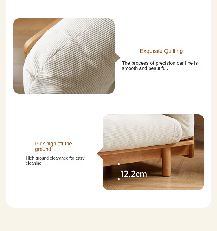 Nordic Solid Wood Frame Sofa | Modern Cream Fabric Living Room Couch
