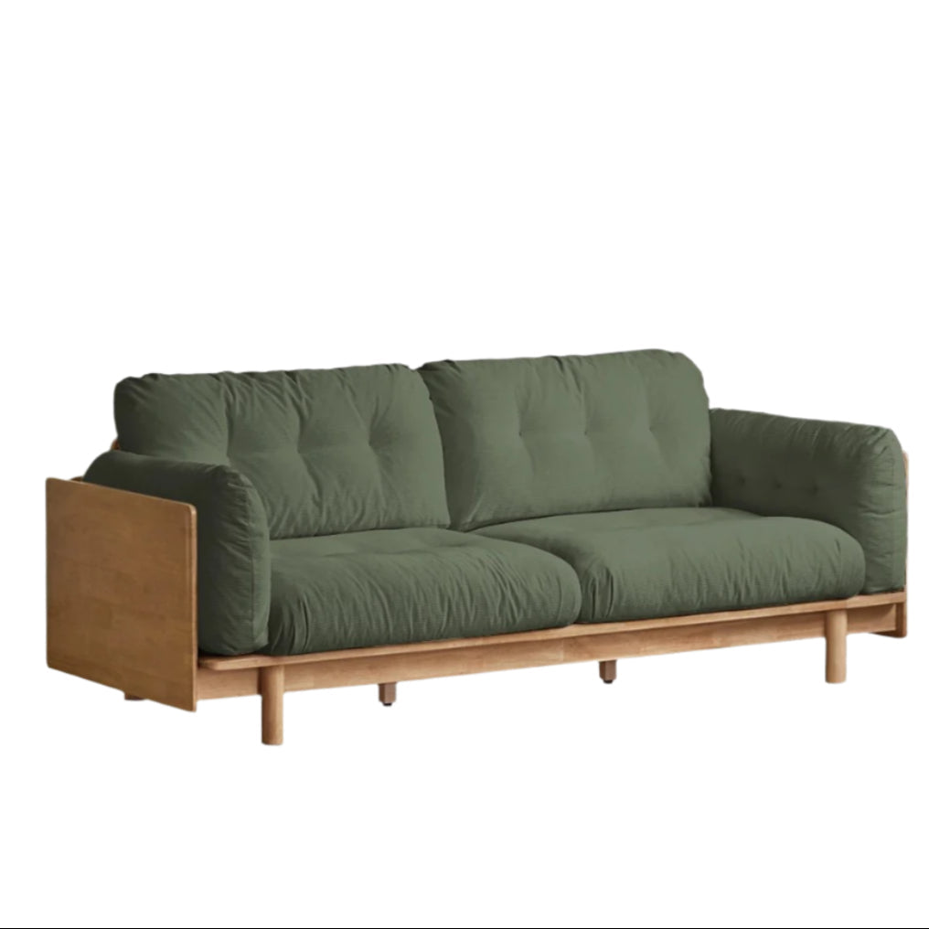 Nordic Solid Wood Frame Sofa | Modern Cream Fabric Living Room Couch