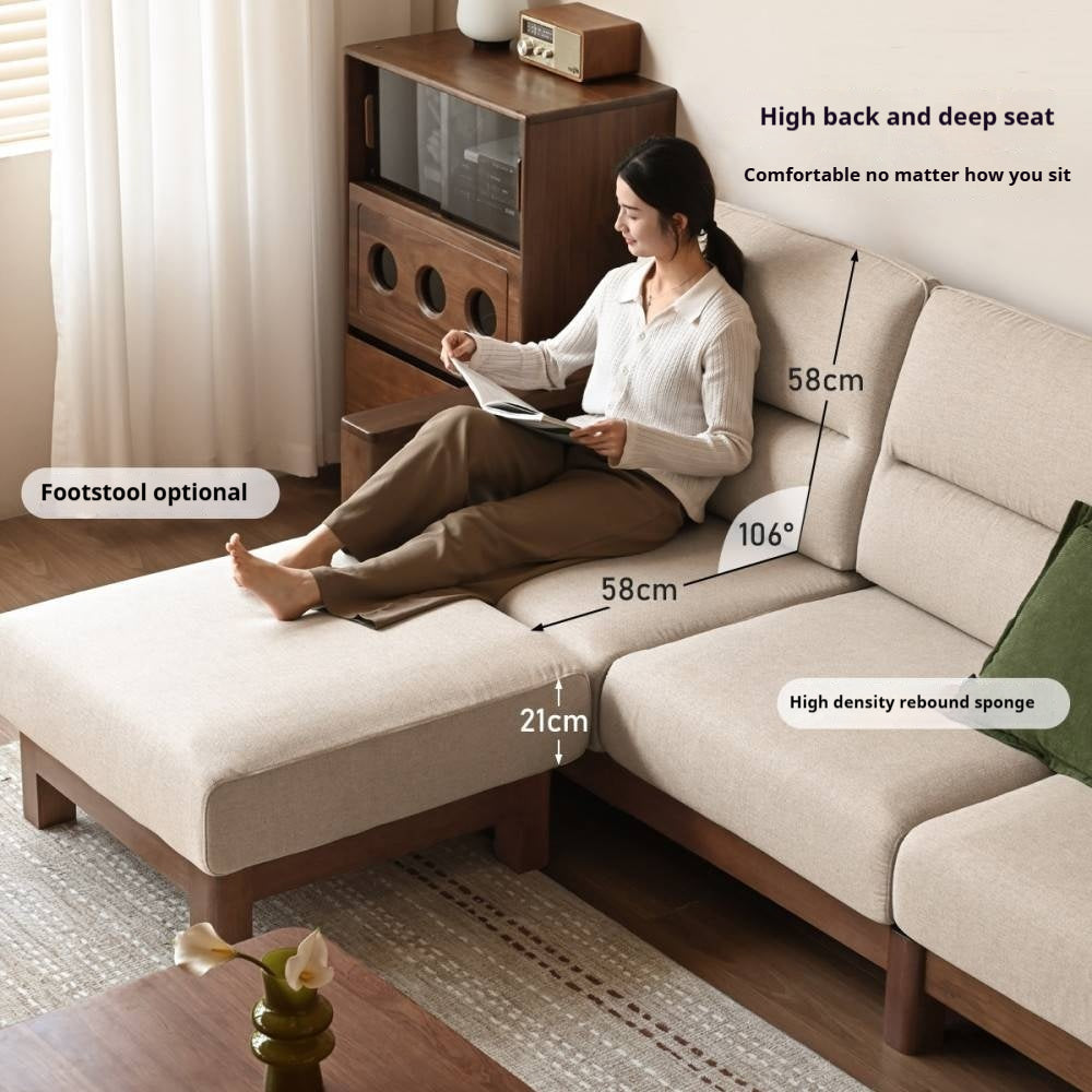 Premium 100% Solid Wood 3-Seater Sofa | Thick Cushion | Modern Living Room Couch