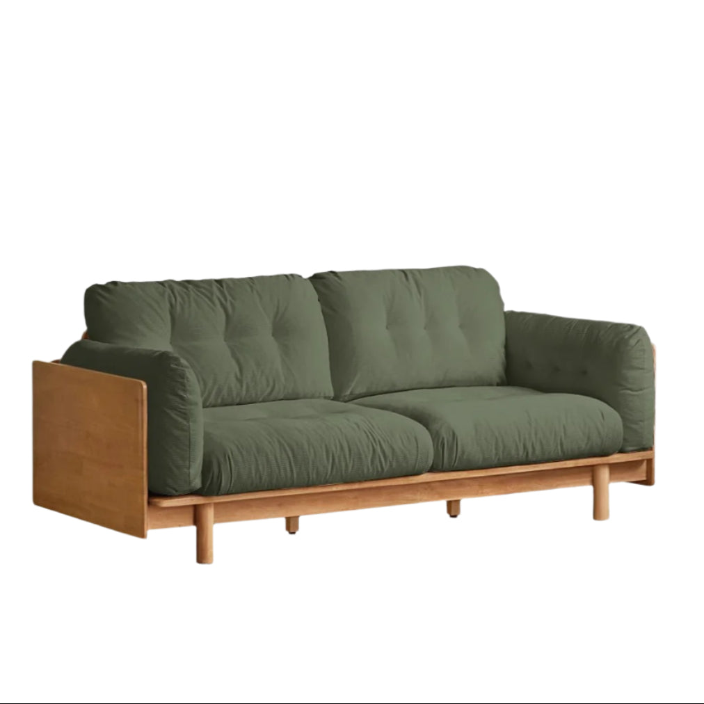 Nordic Solid Wood Frame Sofa | Modern Cream Fabric Living Room Couch