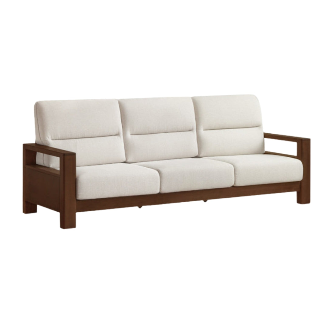 Premium 100% Solid Wood 3-Seater Sofa | Thick Cushion | Modern Living Room Couch