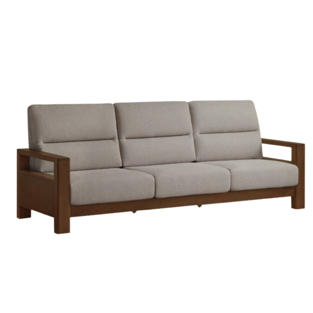 Premium 100% Solid Wood 3-Seater Sofa | Thick Cushion | Modern Living Room Couch