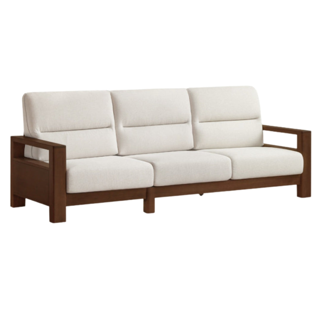Premium 100% Solid Wood 3-Seater Sofa | Thick Cushion | Modern Living Room Couch