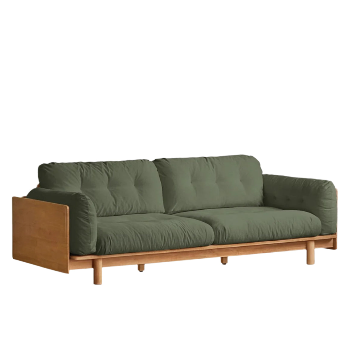 Nordic Solid Wood Frame Sofa | Modern Cream Fabric Living Room Couch