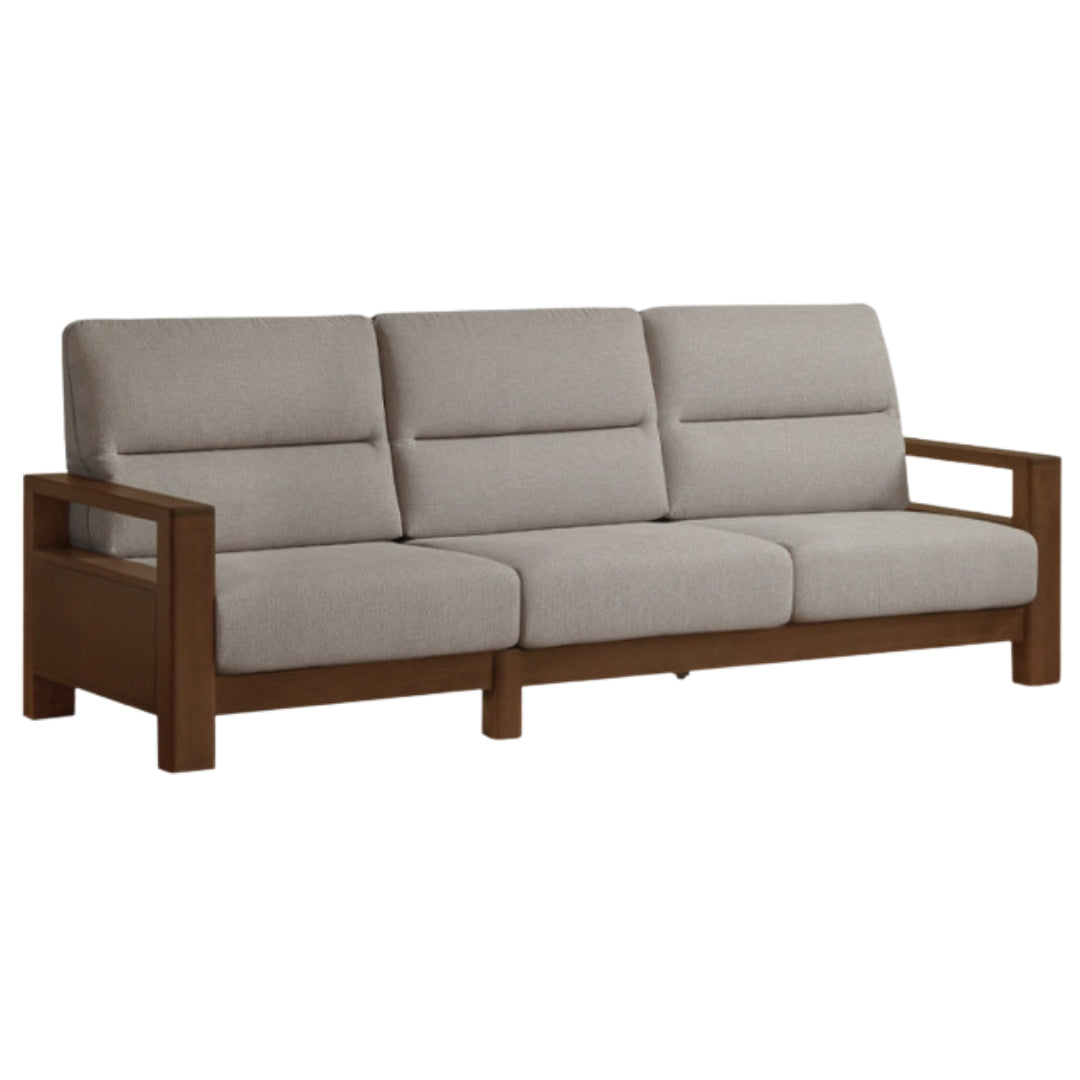 Premium 100% Solid Wood 3-Seater Sofa | Thick Cushion | Modern Living Room Couch