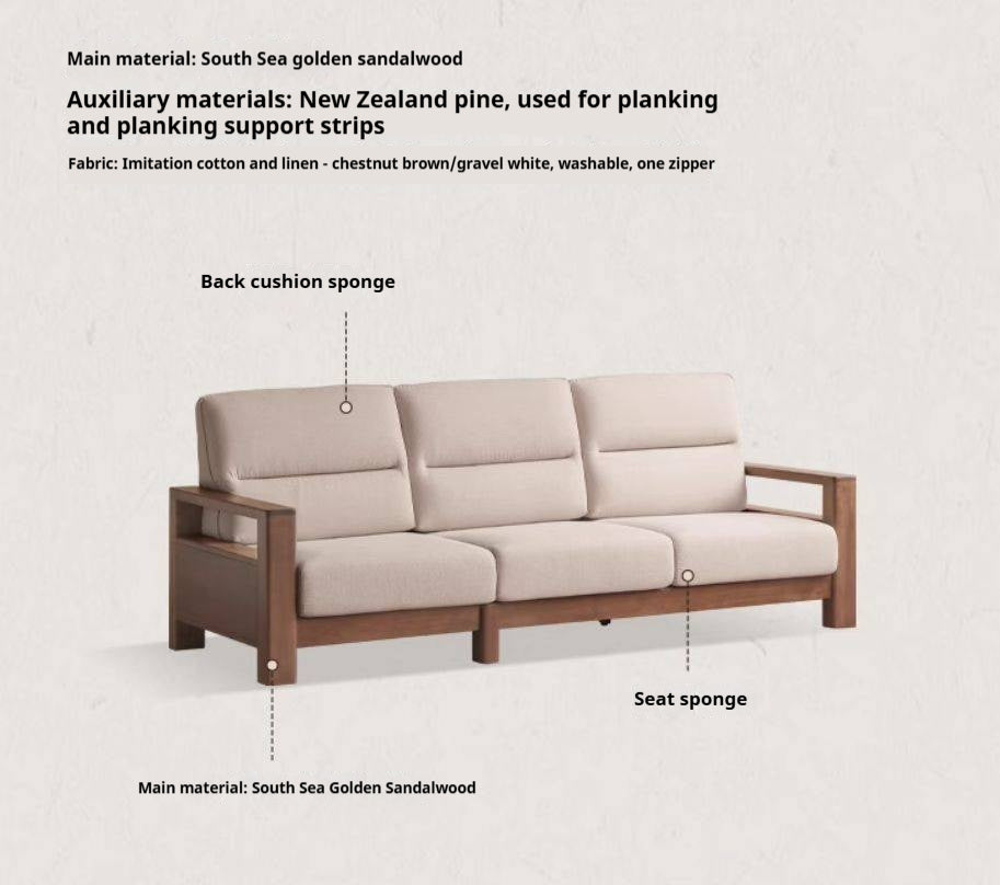 Premium 100% Solid Wood 3-Seater Sofa | Thick Cushion | Modern Living Room Couch