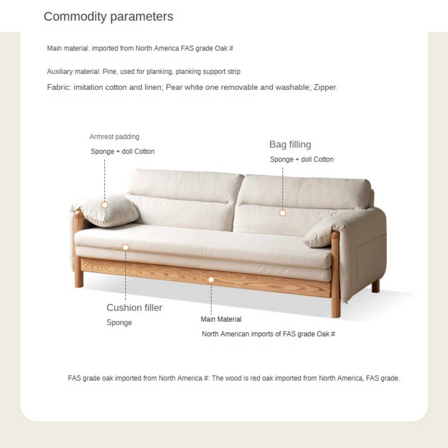 Premium Solid Oak Convertible Sofa Bed – Modern 3 Seater Folding Sofa with Washable Fabric | Space Saving Design