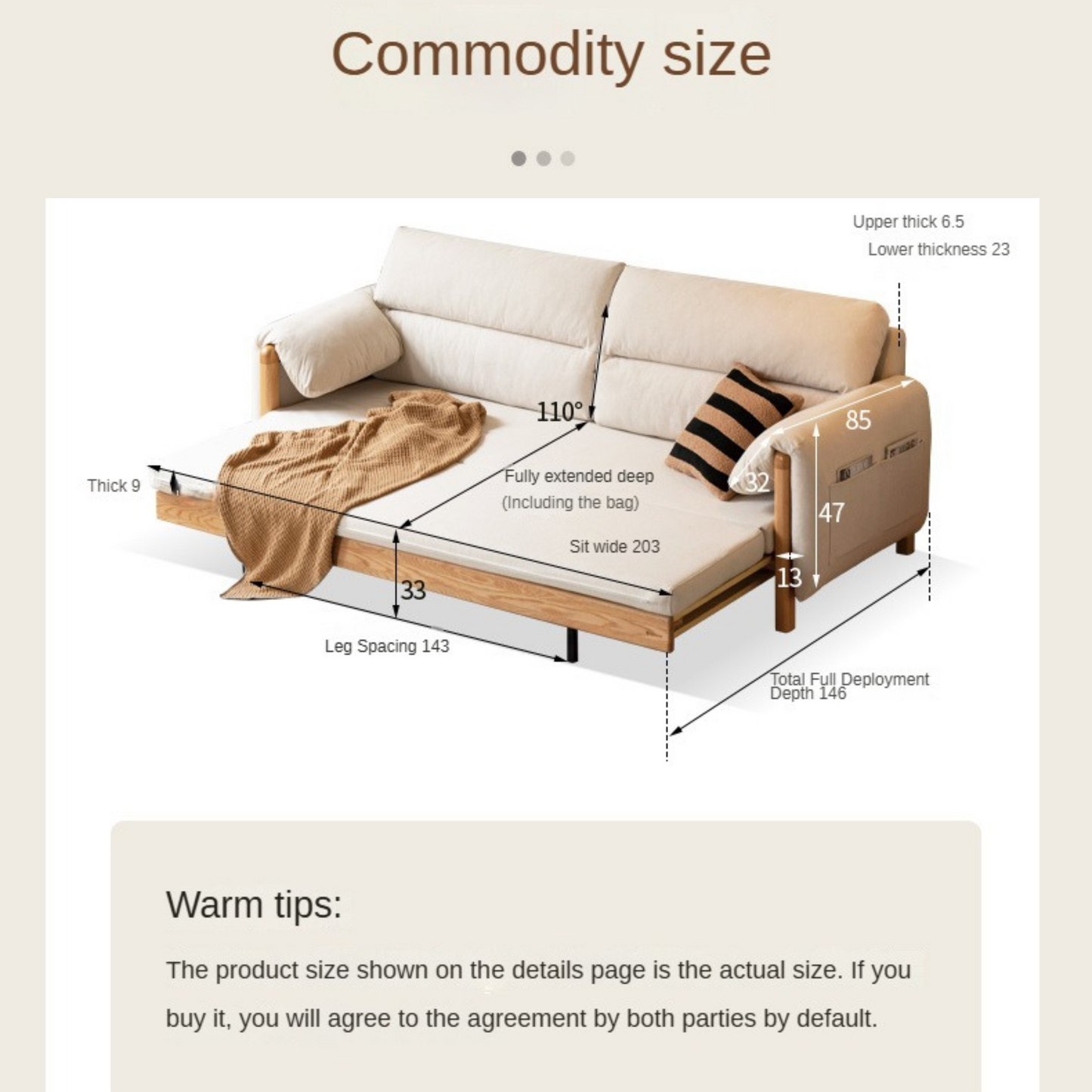 Premium Solid Oak Convertible Sofa Bed – Modern 3 Seater Folding Sofa with Washable Fabric | Space Saving Design