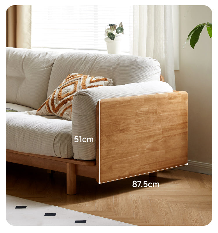 Nordic Solid Wood Frame Sofa | Modern Cream Fabric Living Room Couch