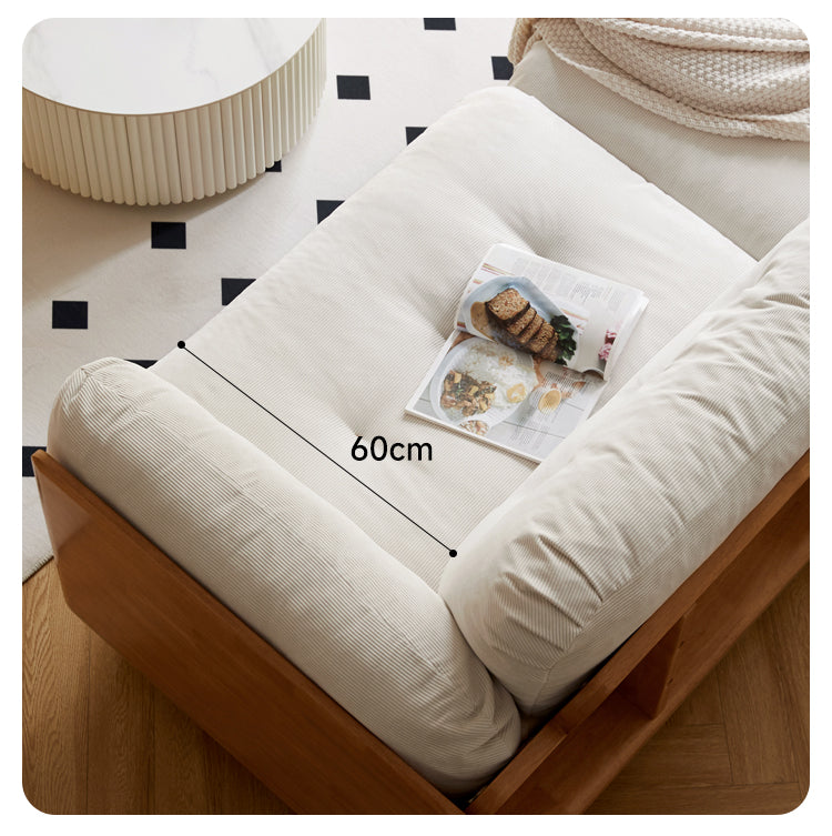 Nordic Solid Wood Frame Sofa | Modern Cream Fabric Living Room Couch
