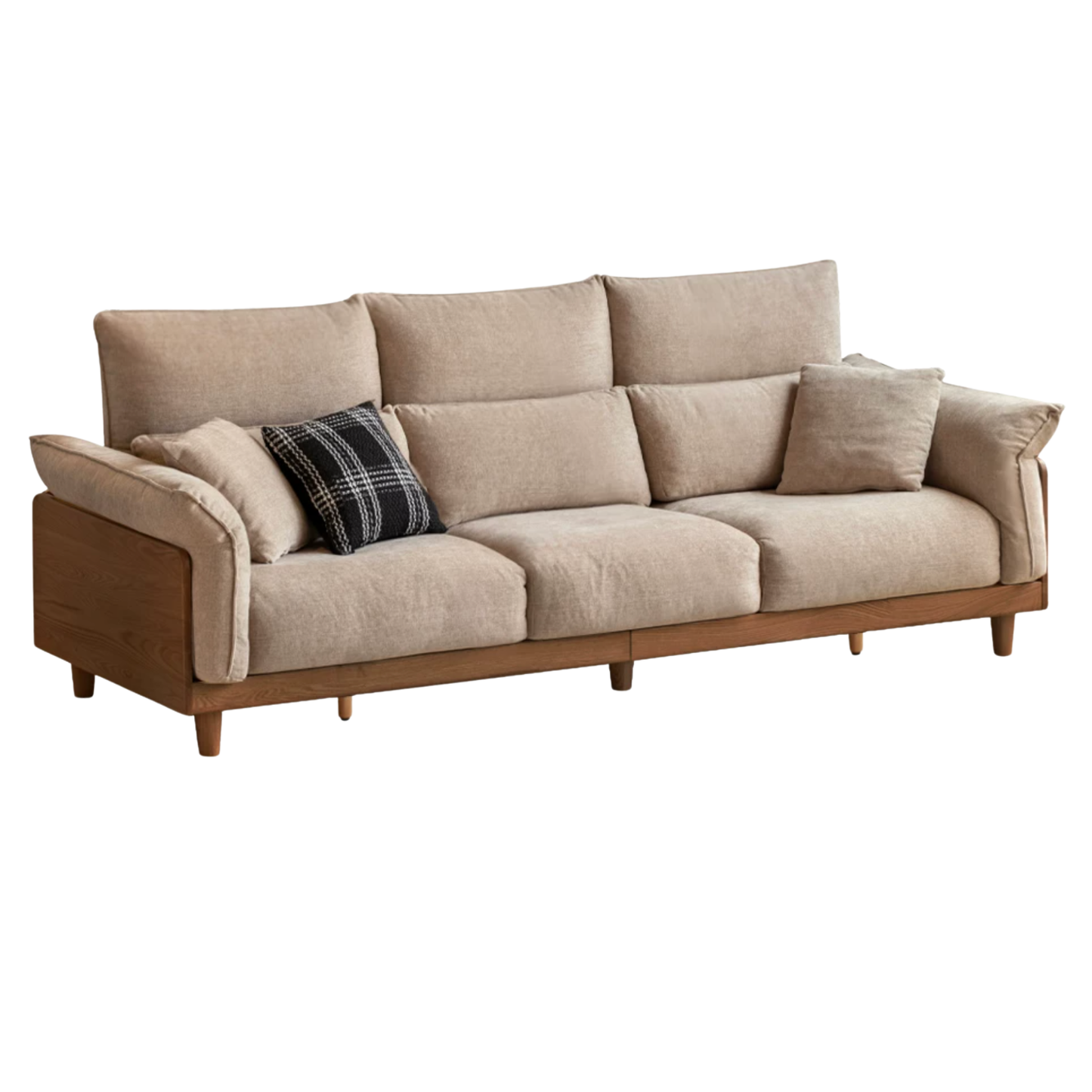 Luxury Solid Wood Chenille Sofa | Modern 3-Seater Living Room Couch