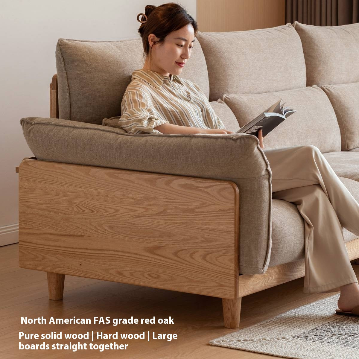 Luxury Solid Wood Chenille Sofa | Modern 3-Seater Living Room Couch