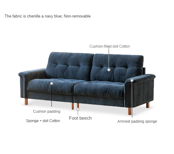 Modern Chenille Fabric 3-Seater Sofa