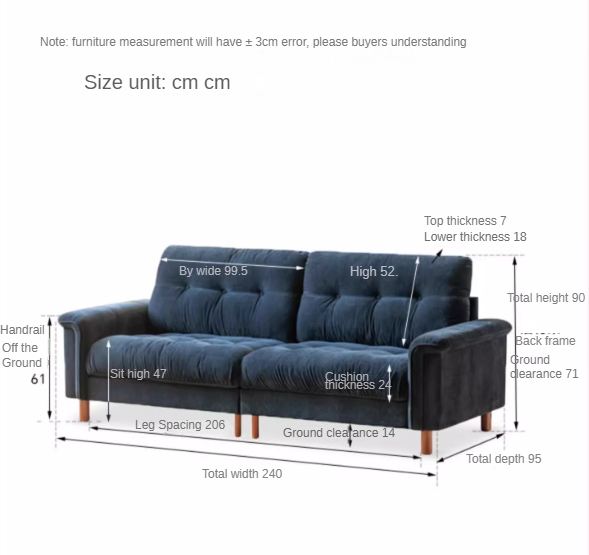 Modern Chenille Fabric 3-Seater Sofa