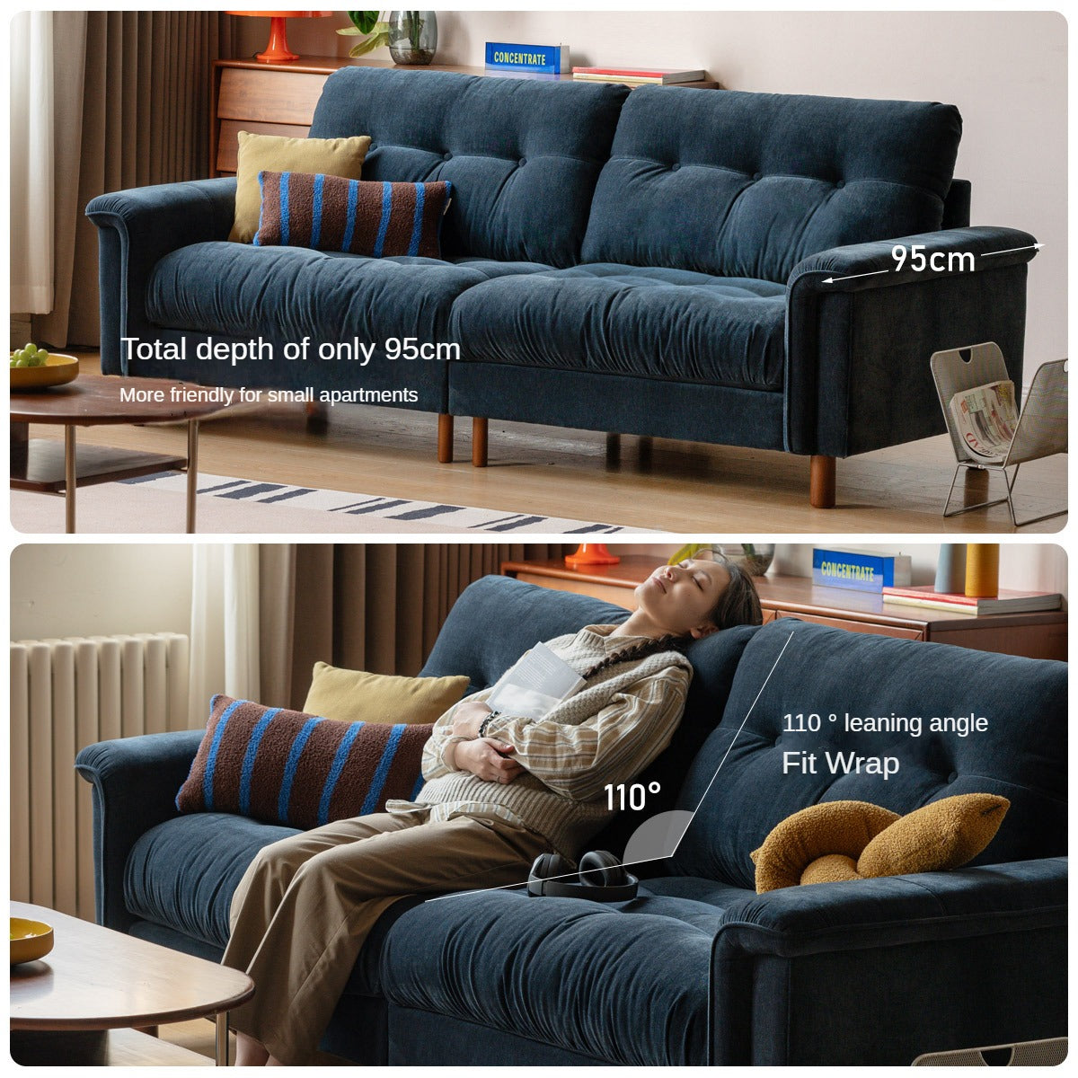 Modern Chenille Fabric 3-Seater Sofa