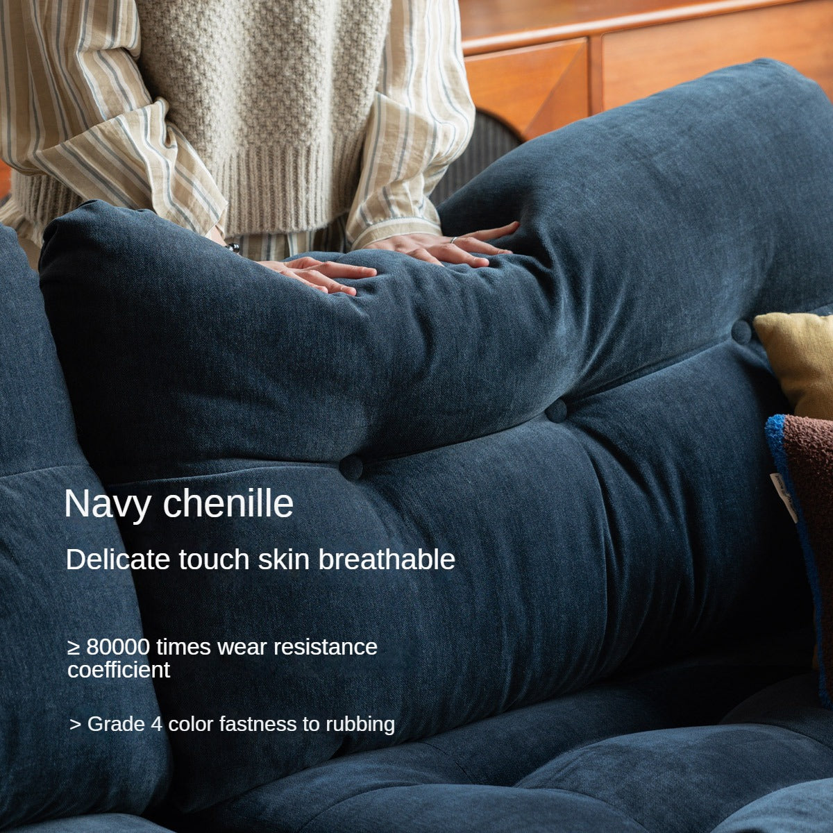 Modern Chenille Fabric 3-Seater Sofa