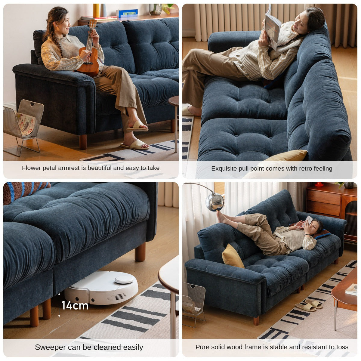 Modern Chenille Fabric 3-Seater Sofa