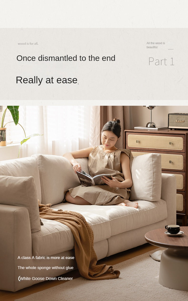 Premium Corduroy 3 Seater Sofa – Luxury Soft Fabric Living Room Couch (Milky White)