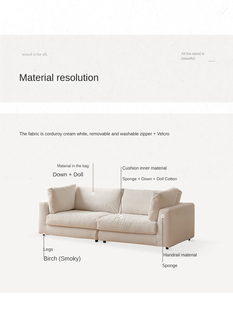 Premium Corduroy 3 Seater Sofa – Luxury Soft Fabric Living Room Couch (Milky White)
