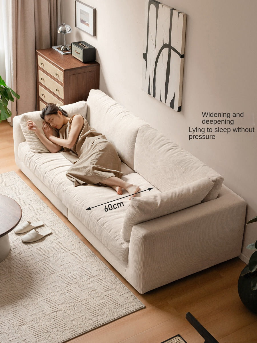 Premium Corduroy 3 Seater Sofa – Luxury Soft Fabric Living Room Couch (Milky White)