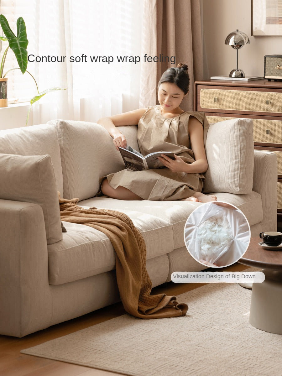 Premium Corduroy 3 Seater Sofa – Luxury Soft Fabric Living Room Couch (Milky White)