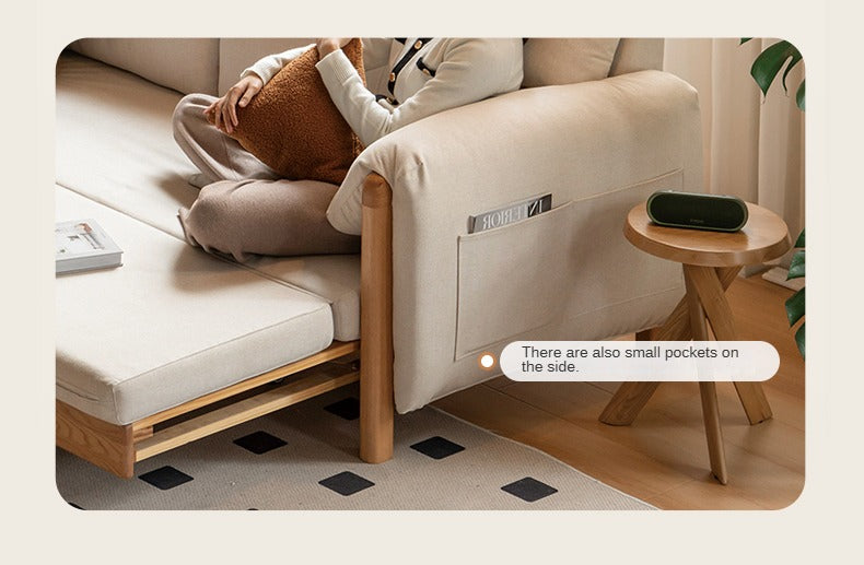 Premium Solid Oak Convertible Sofa Bed – Modern 3 Seater Folding Sofa with Washable Fabric | Space Saving Design