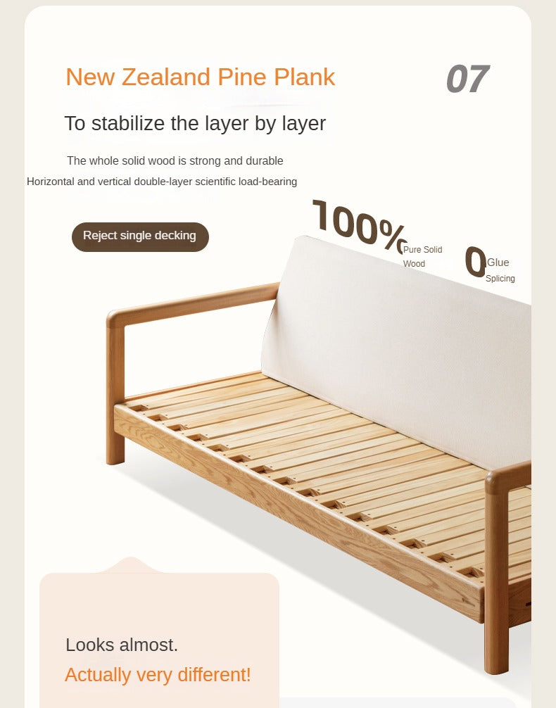Premium Solid Oak Convertible Sofa Bed – Modern 3 Seater Folding Sofa with Washable Fabric | Space Saving Design