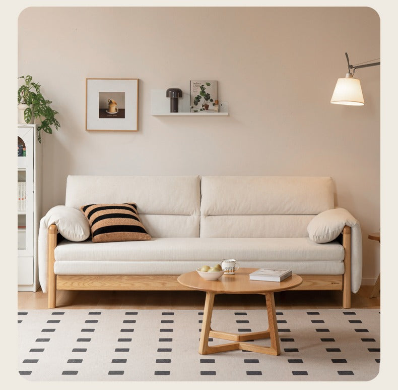 Premium Solid Oak Convertible Sofa Bed – Modern 3 Seater Folding Sofa with Washable Fabric | Space Saving Design