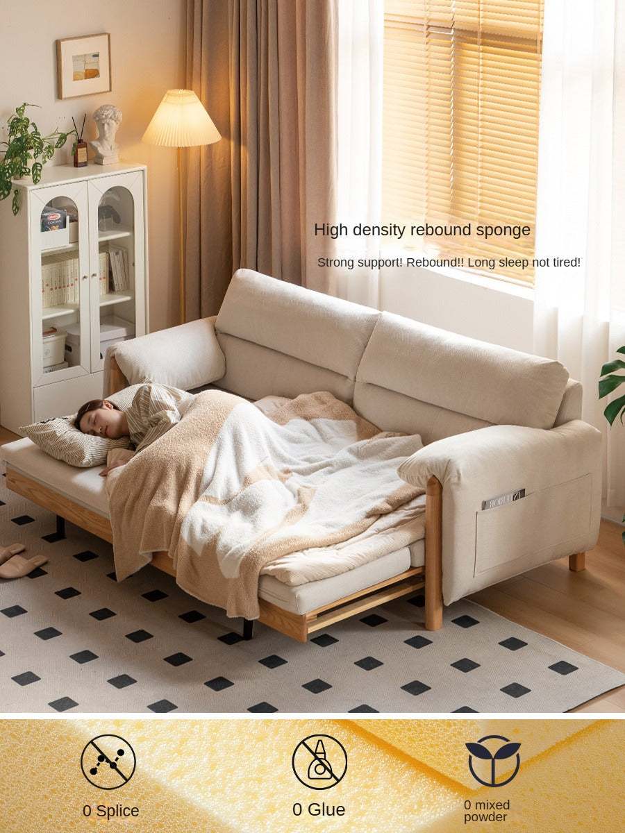 Premium Solid Oak Convertible Sofa Bed – Modern 3 Seater Folding Sofa with Washable Fabric | Space Saving Design
