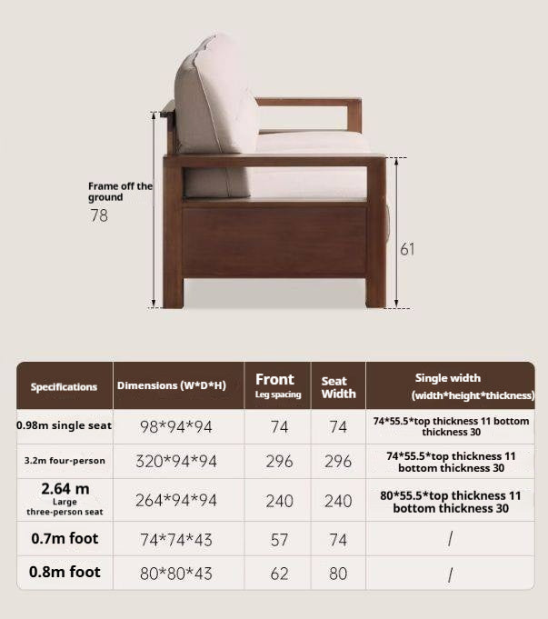 Premium 100% Solid Wood 3-Seater Sofa | Thick Cushion | Modern Living Room Couch