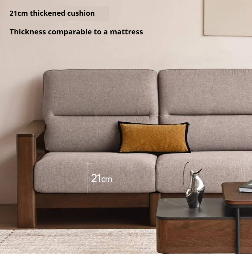 Premium 100% Solid Wood 3-Seater Sofa | Thick Cushion | Modern Living Room Couch
