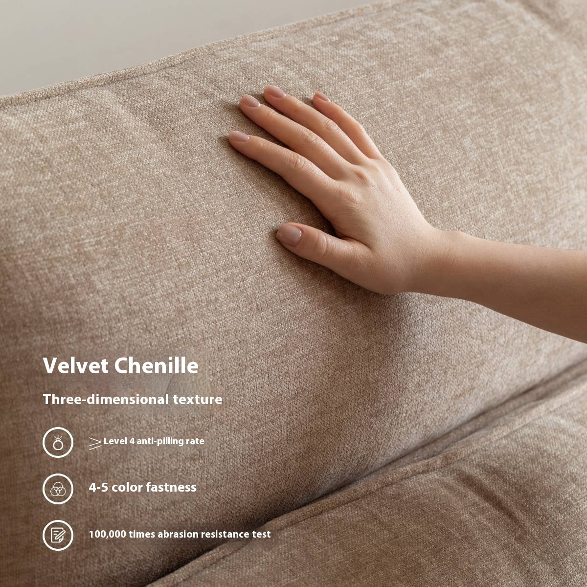 Luxury Solid Wood Chenille Sofa | Modern 3-Seater Living Room Couch