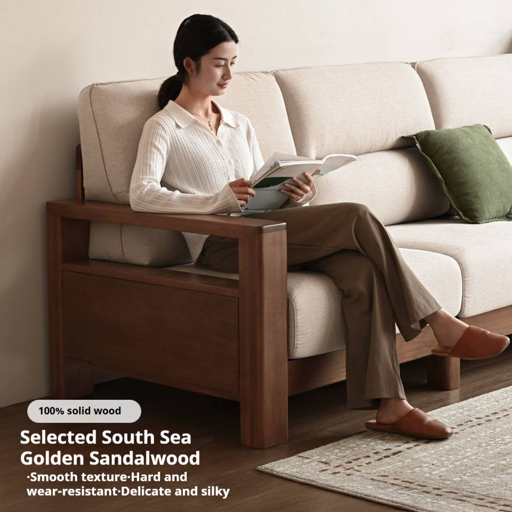 Premium 100% Solid Wood 3-Seater Sofa | Thick Cushion | Modern Living Room Couch