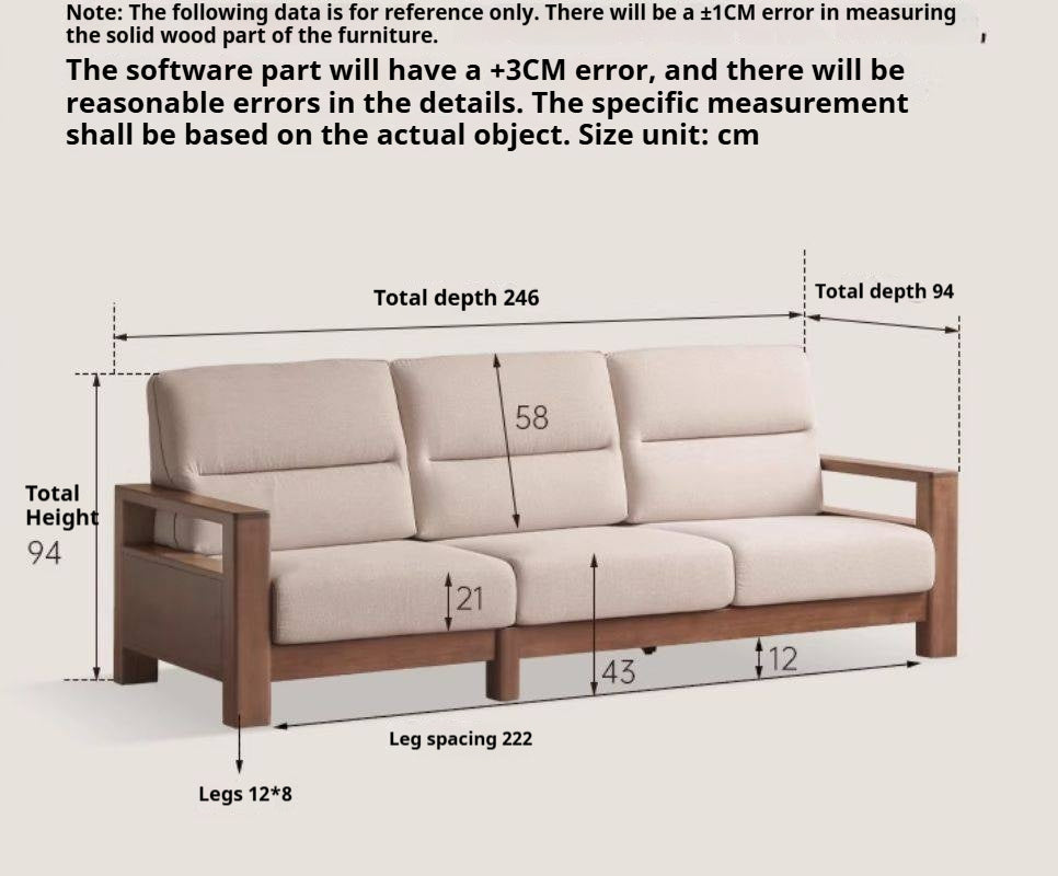 Premium 100% Solid Wood 3-Seater Sofa | Thick Cushion | Modern Living Room Couch